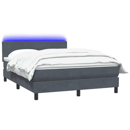 vidaXL Boxspringbett mit Matratze & LED Dunkelgrau 160x220 cm Samt