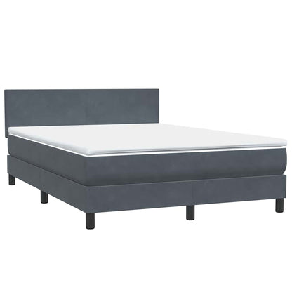 vidaXL Boxspringbett mit Matratze & LED Dunkelgrau 160x220 cm Samt