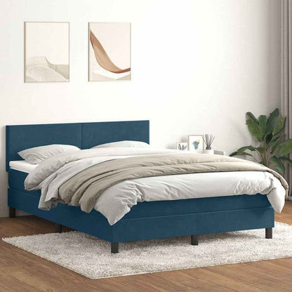 vidaXL Lit coffre avec matelas et LED Bleu foncé 160x220 cm Velours