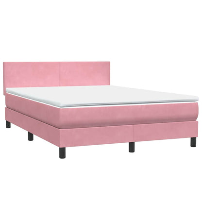 vidaXL Boxspringbett mit Matratze & LED Rosa 160x220 cm Samt