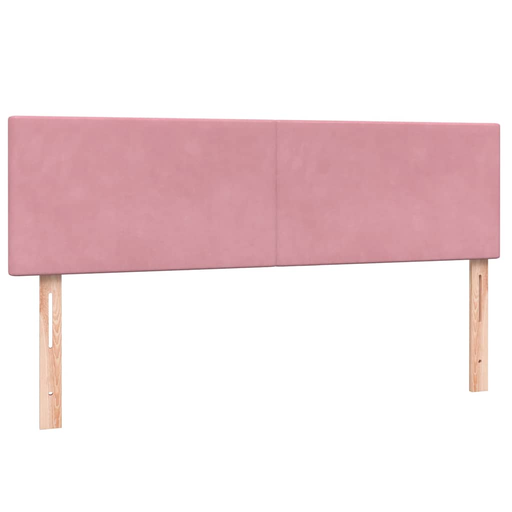 vidaXL Boxspringbett mit Matratze & LED Rosa 160x220 cm Samt