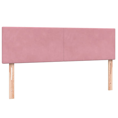 vidaXL Boxspringbett mit Matratze & LED Rosa 160x220 cm Samt