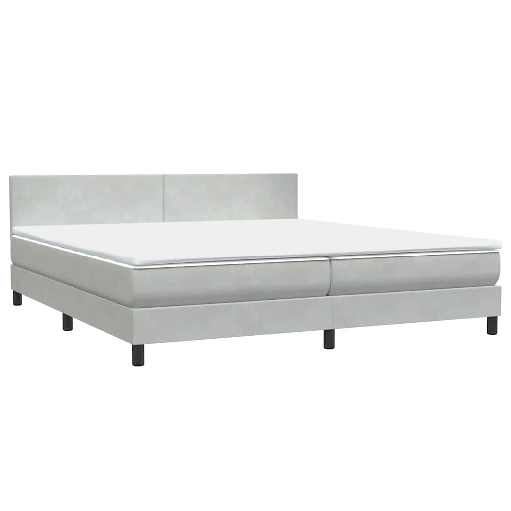 vidaXL Boxspringbett mit Matratze & LED Hellgrau 180x220 cm Samt