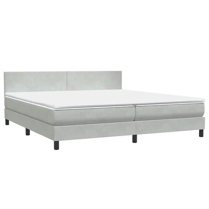 vidaXL Boxspringbett mit Matratze & LED Hellgrau 180x220 cm Samt