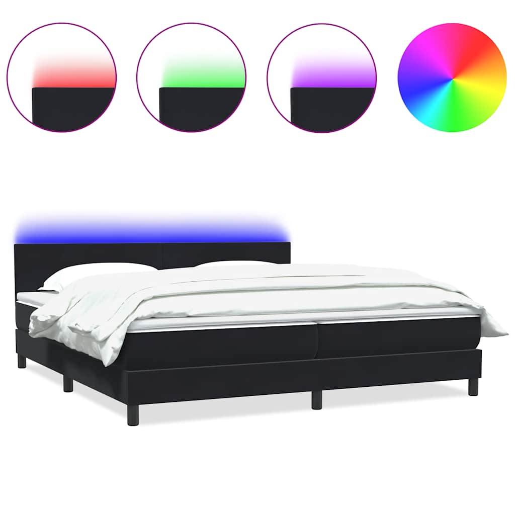vidaXL Boxspringbett mit Matratze & LED Schwarz 180x220 cm Samt