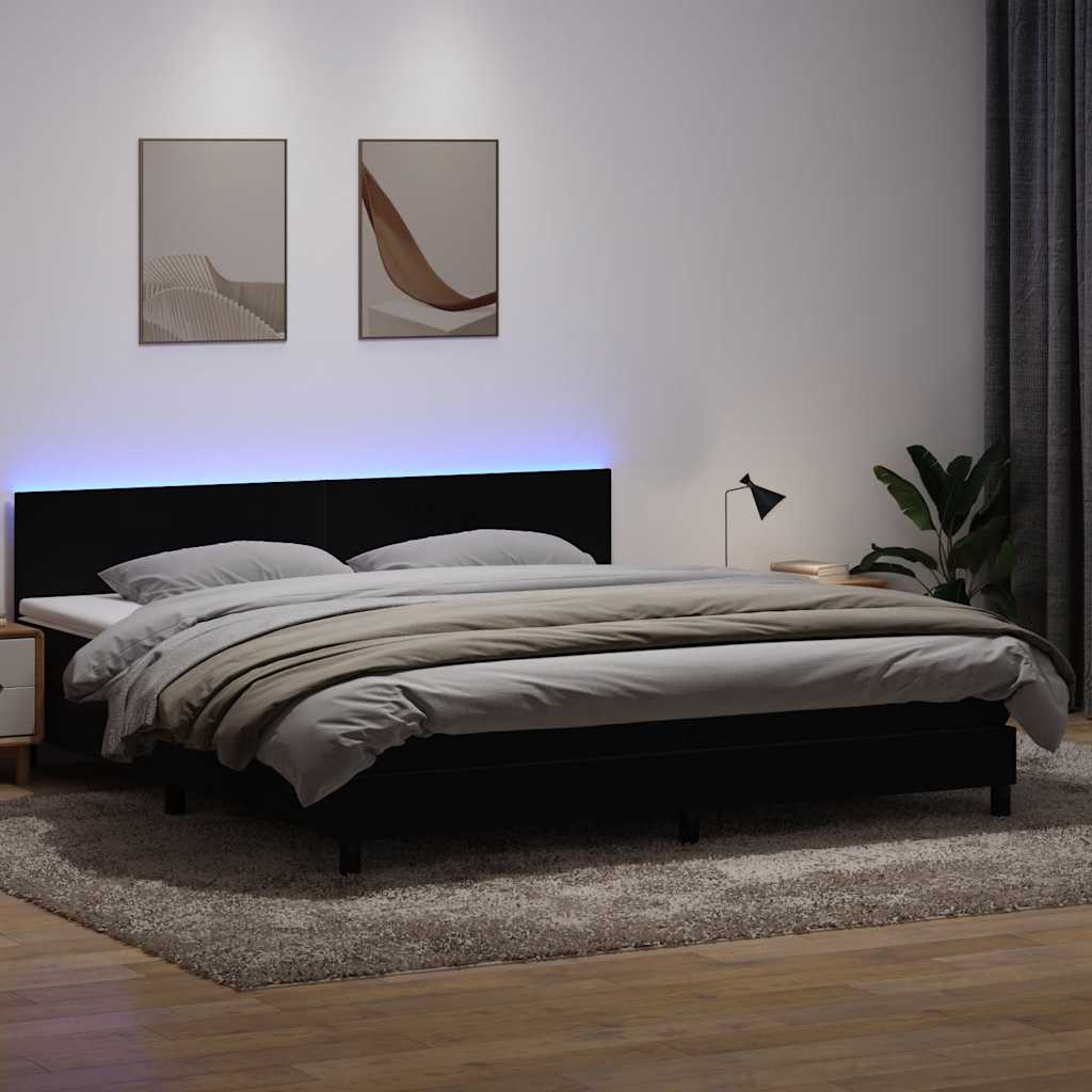 vidaXL Boxspringbett mit Matratze & LED Schwarz 180x220 cm Samt