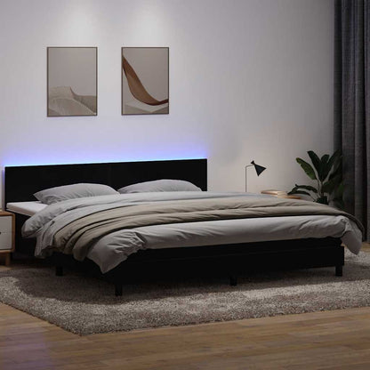 vidaXL Boxspringbett mit Matratze & LED Schwarz 180x220 cm Samt