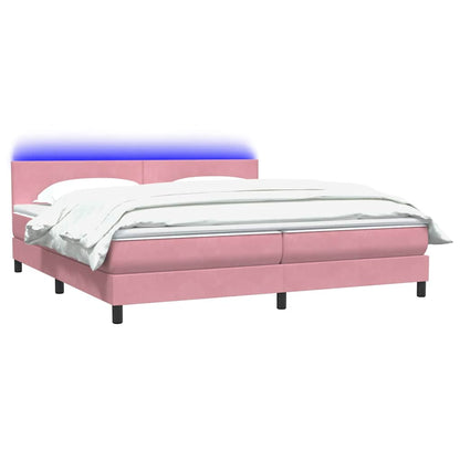 vidaXL Lit double tapissier avec matelas et LED Rose 180x220 cm Velours