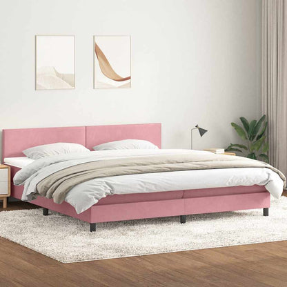 vidaXL Lit double tapissier avec matelas et LED Rose 180x220 cm Velours