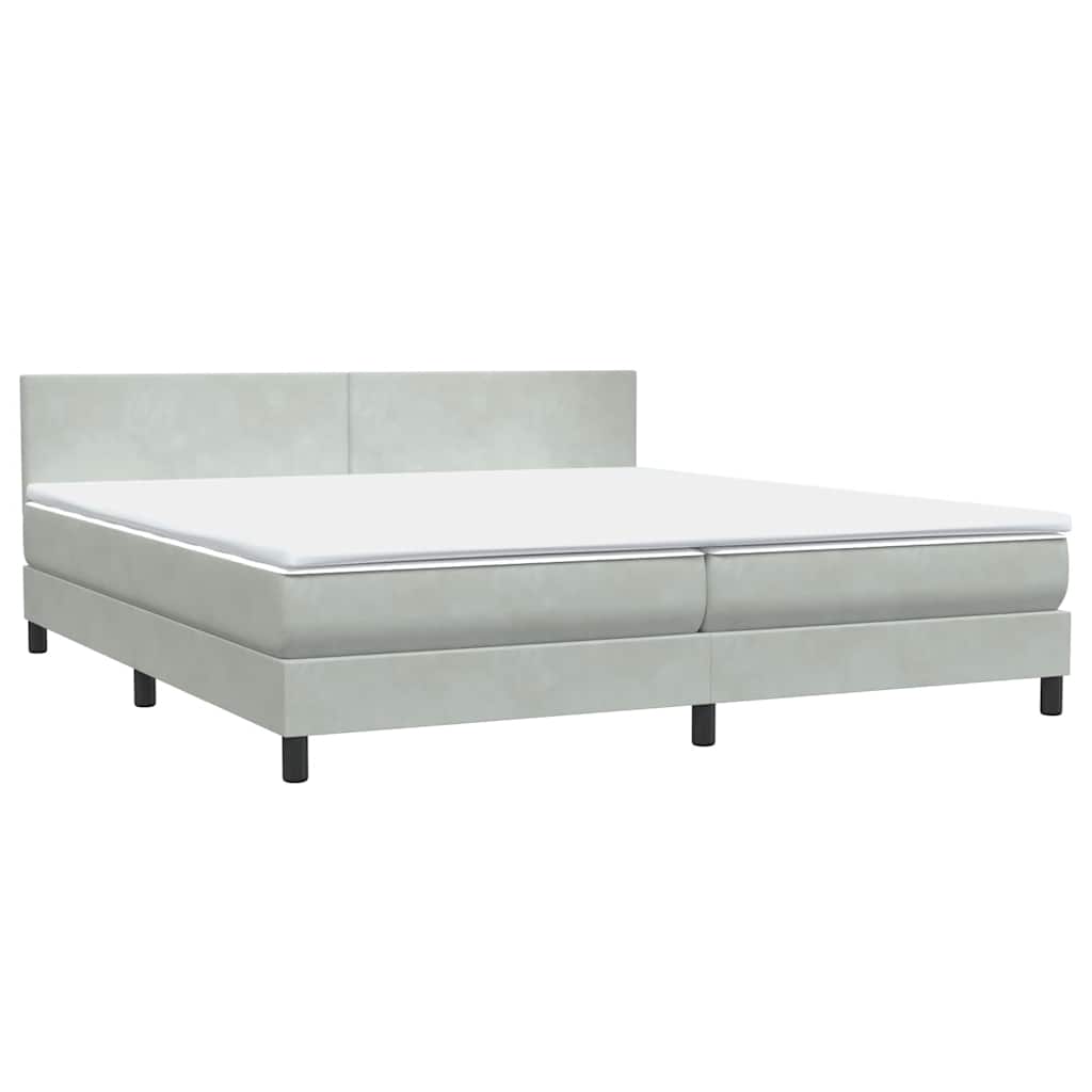 vidaXL Boxspringbett mit Matratze & LED Hellgrau 200x220 cm Samt