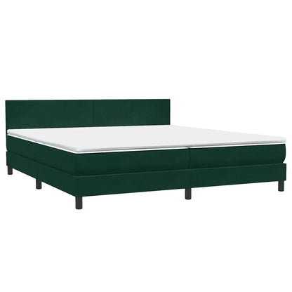 vidaXL Boxspringbett mit Matratze & LED Dunkelgrün 200x220 cm Samt