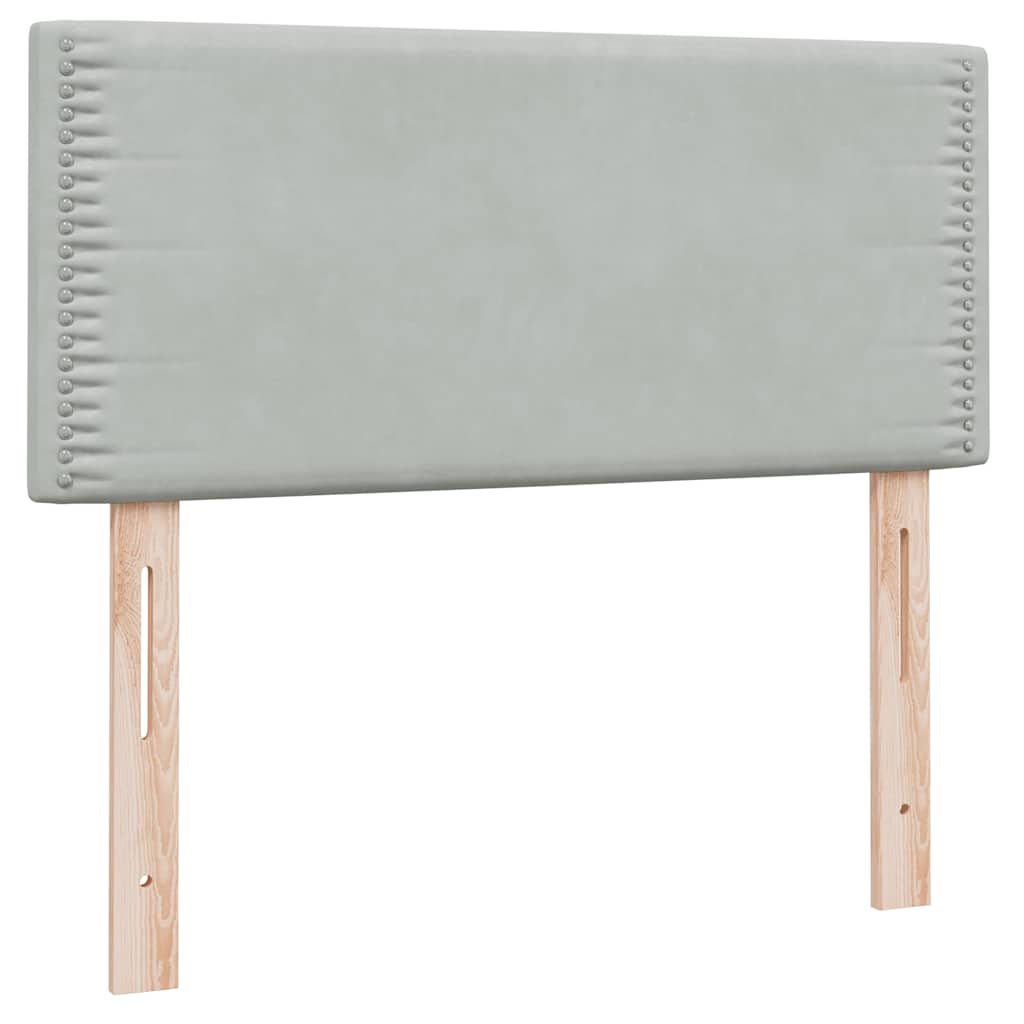 vidaXL Boxspringbett mit Matratze & LED Hellgrau 90x210 cm Samt