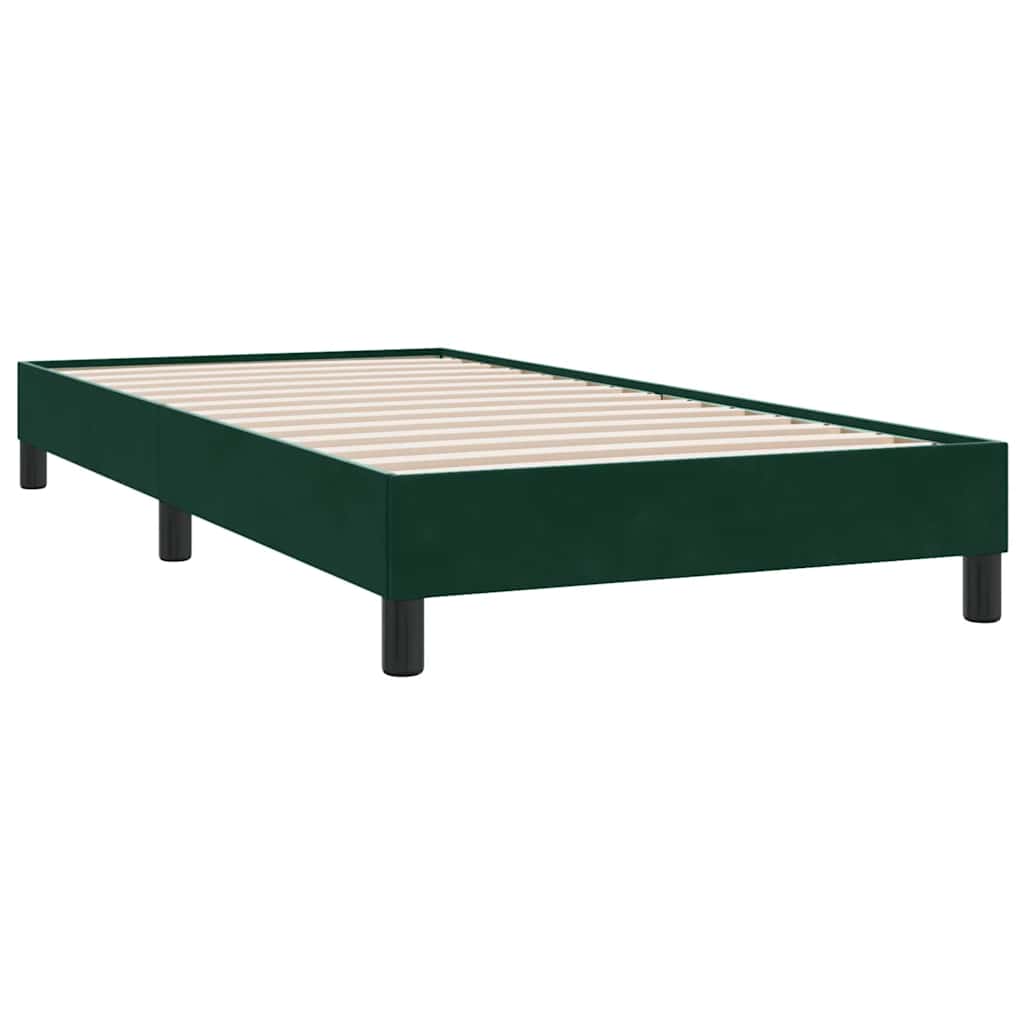 vidaXL Boxspringbett mit Matratze & LED Dunkelgrün 90x210 cm Samt