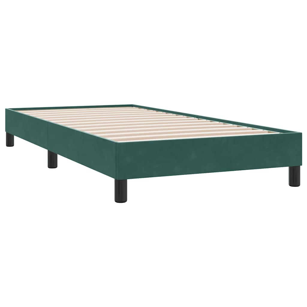 vidaXL Boxspringbett mit Matratze & LED Dunkelgrün 100x210 cm Samt