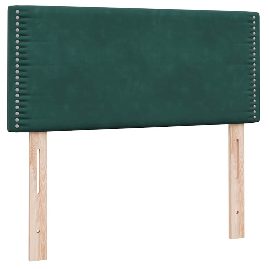 vidaXL Boxspringbett mit Matratze & LED Dunkelgrün 100x210 cm Samt