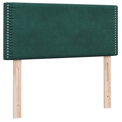 vidaXL Boxspringbett mit Matratze & LED Dunkelgrün 100x210 cm Samt