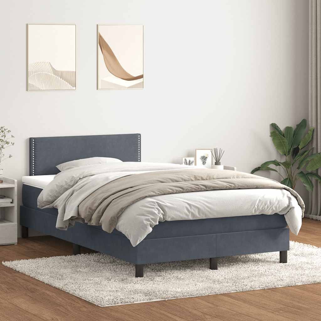 vidaXL Lit tapissier avec matelas et LED Gris foncé 120x210 cm Velours