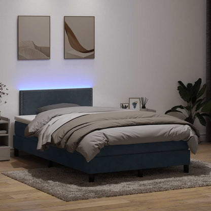 vidaXL Lit tapissier avec matelas et LED Gris foncé 120x210 cm Velours