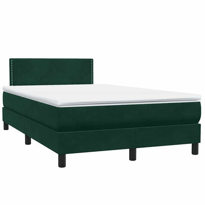 vidaXL Lit tapissier avec matelas et LED Vert foncé 120x210 cm Velours