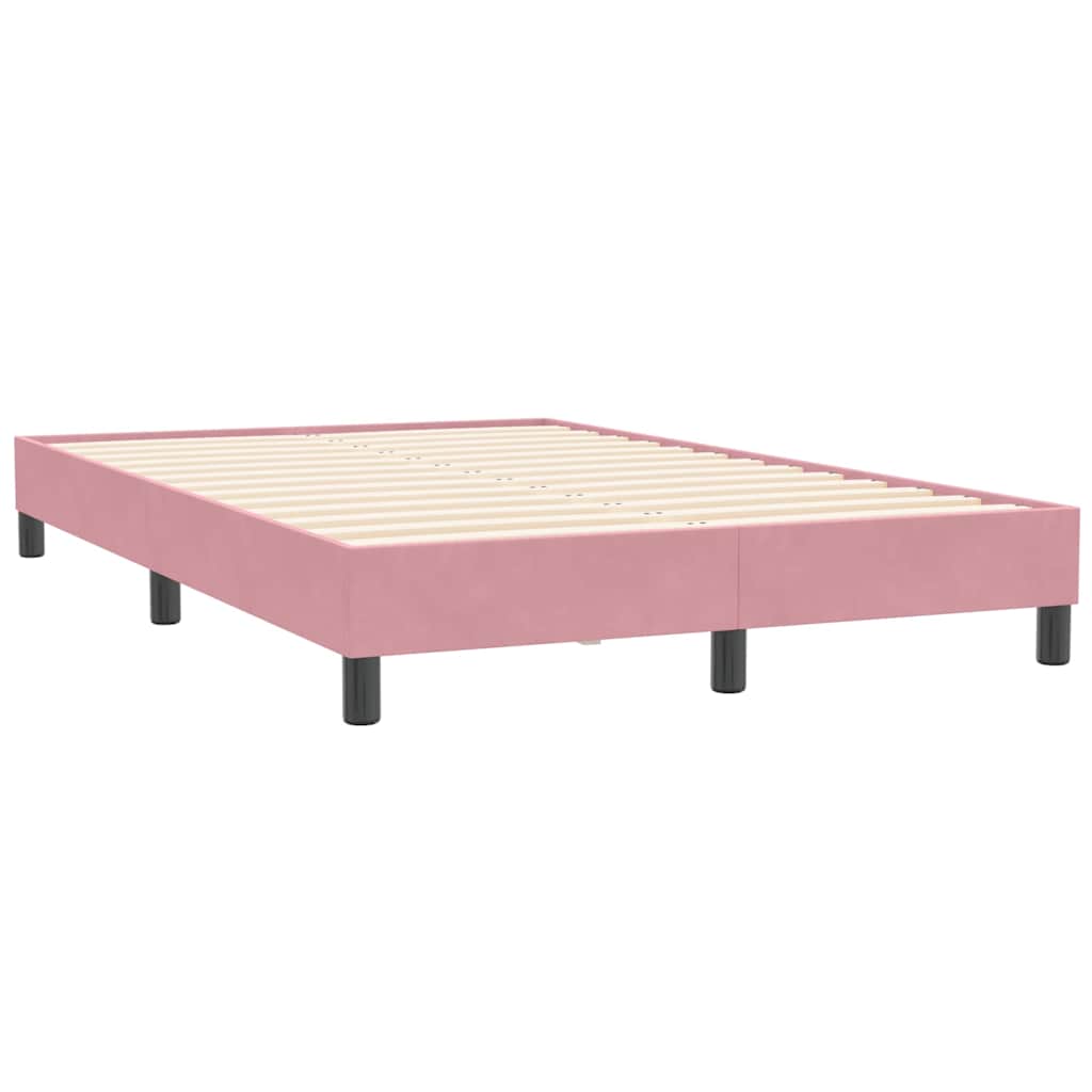 vidaXL Boxspringbett mit Matratze & LED Rosa 120x210 cm Samt