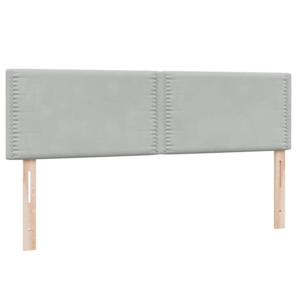 vidaXL Boxspringbett mit Matratze & LED Hellgrau 140x210 cm Samt