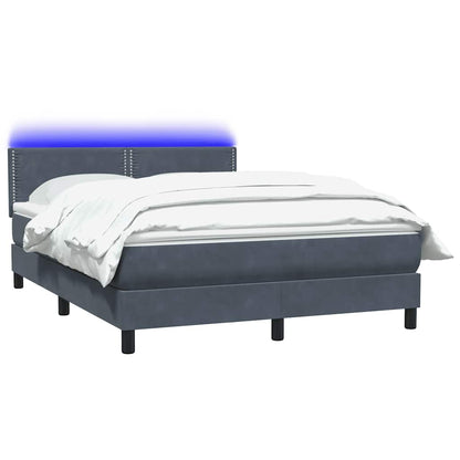 vidaXL Boxspringbett mit Matratze & LED Dunkelgrau 140x210 cm Samt