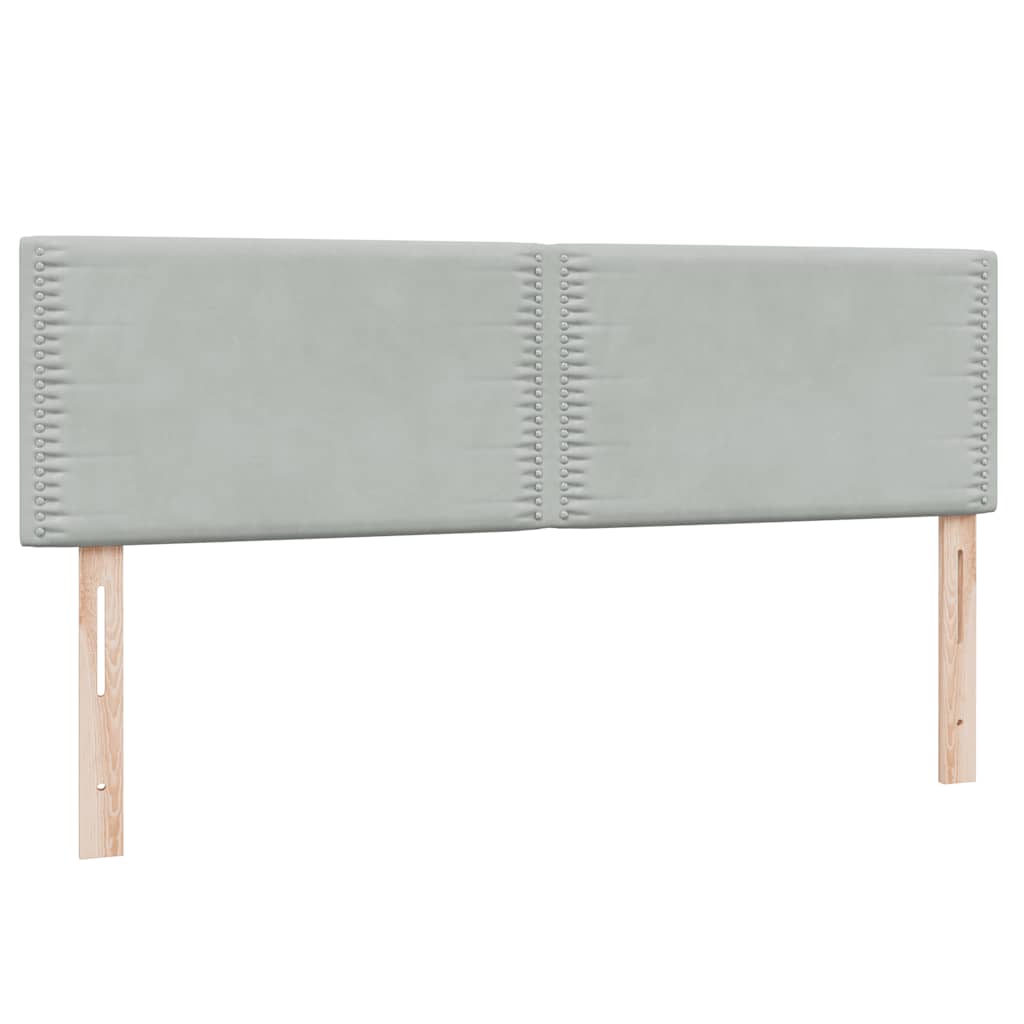 vidaXL Boxspringbett mit Matratze & LED Hellgrau 160x210 cm Samt