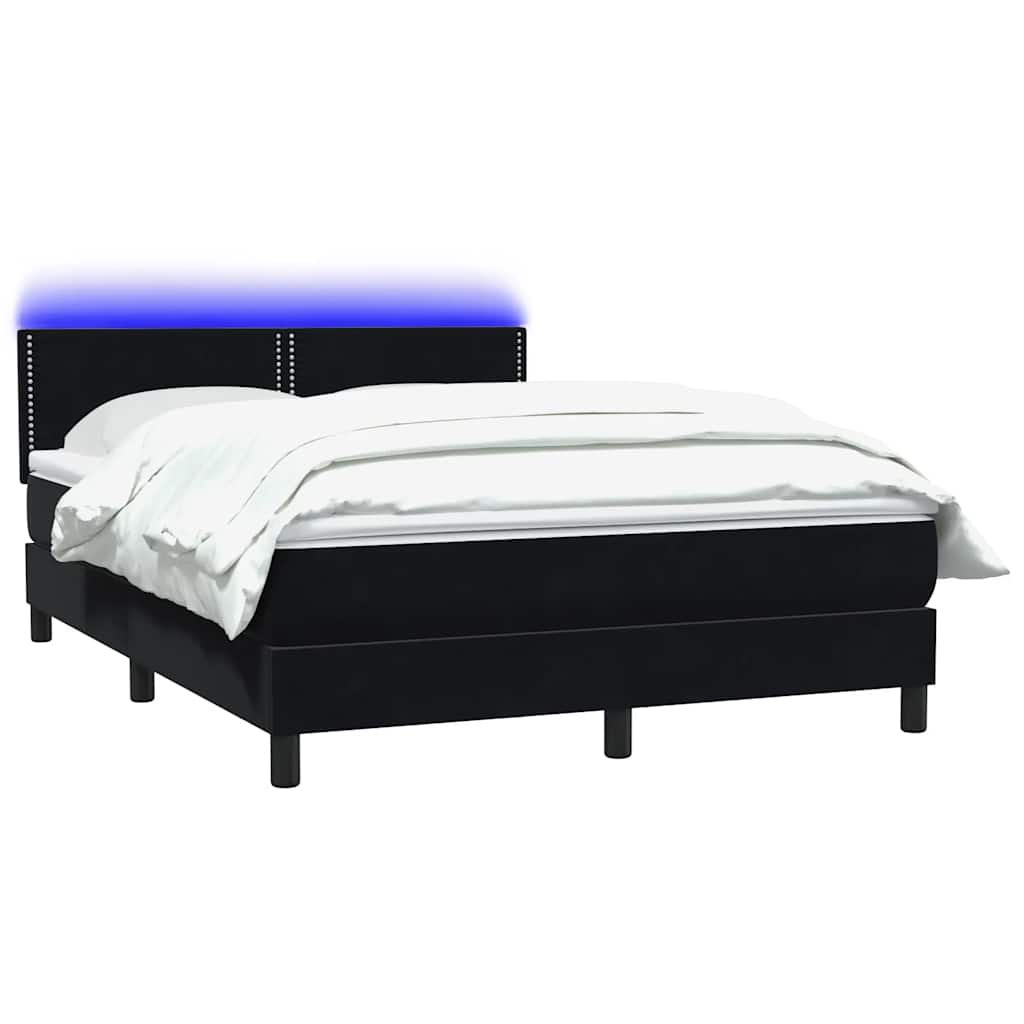 Boxspringbett mit Matratze & LED Schwarz 160x210 cm Samt