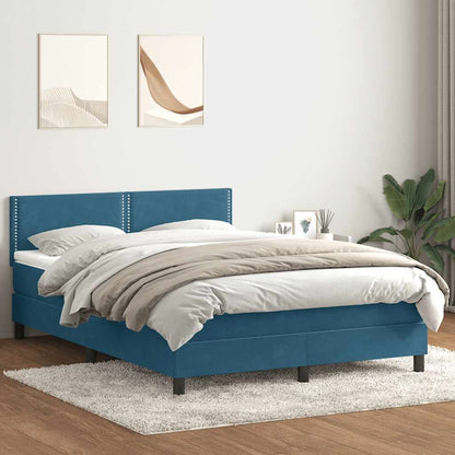 vidaXL Lit double tapissier avec matelas et LED Bleu foncé 160x210 cm Velours