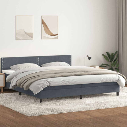 vidaXL Boxspringbett mit Matratze & LED Dunkelgrau 180x210 cm Samt