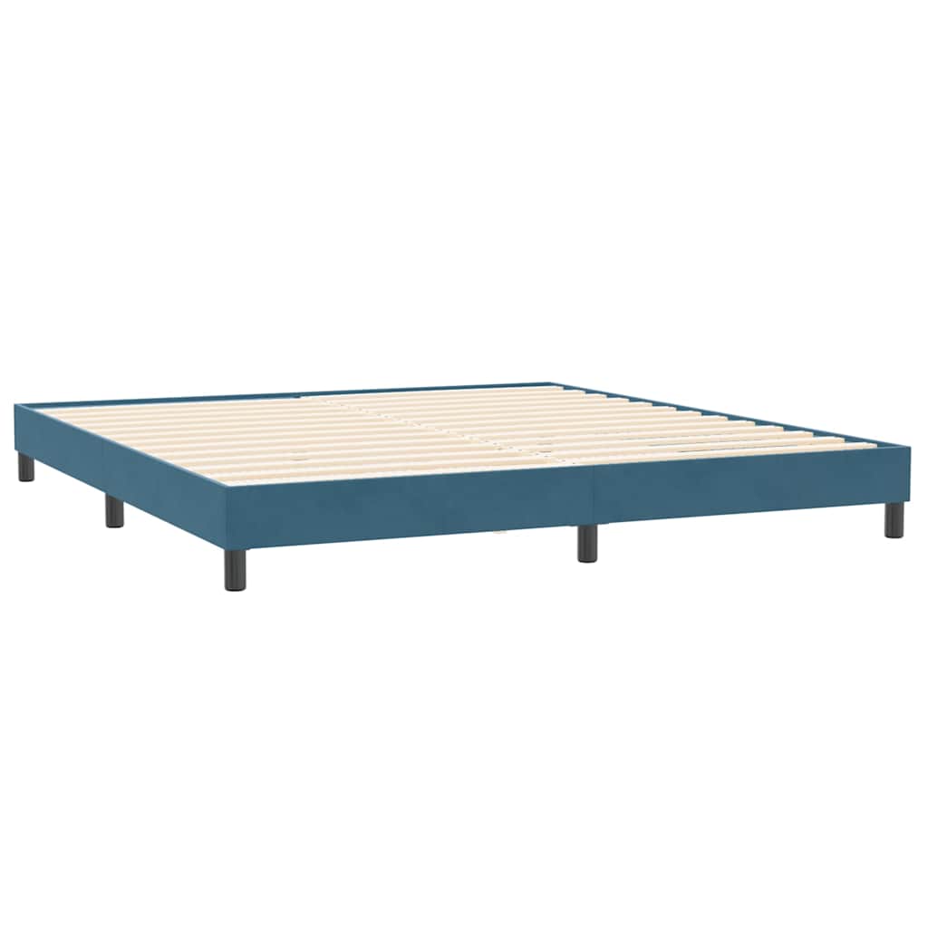 vidaXL Boxspringbett mit Matratze & LED Dunkelblau 180x210 cm Samt