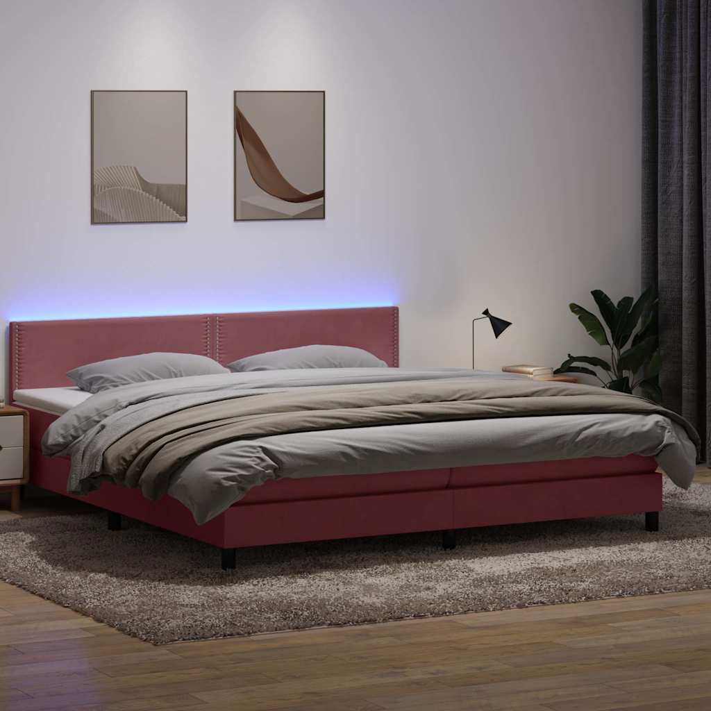 Boxspringbett mit Matratze & LED Rosa 180x210 cm Samt