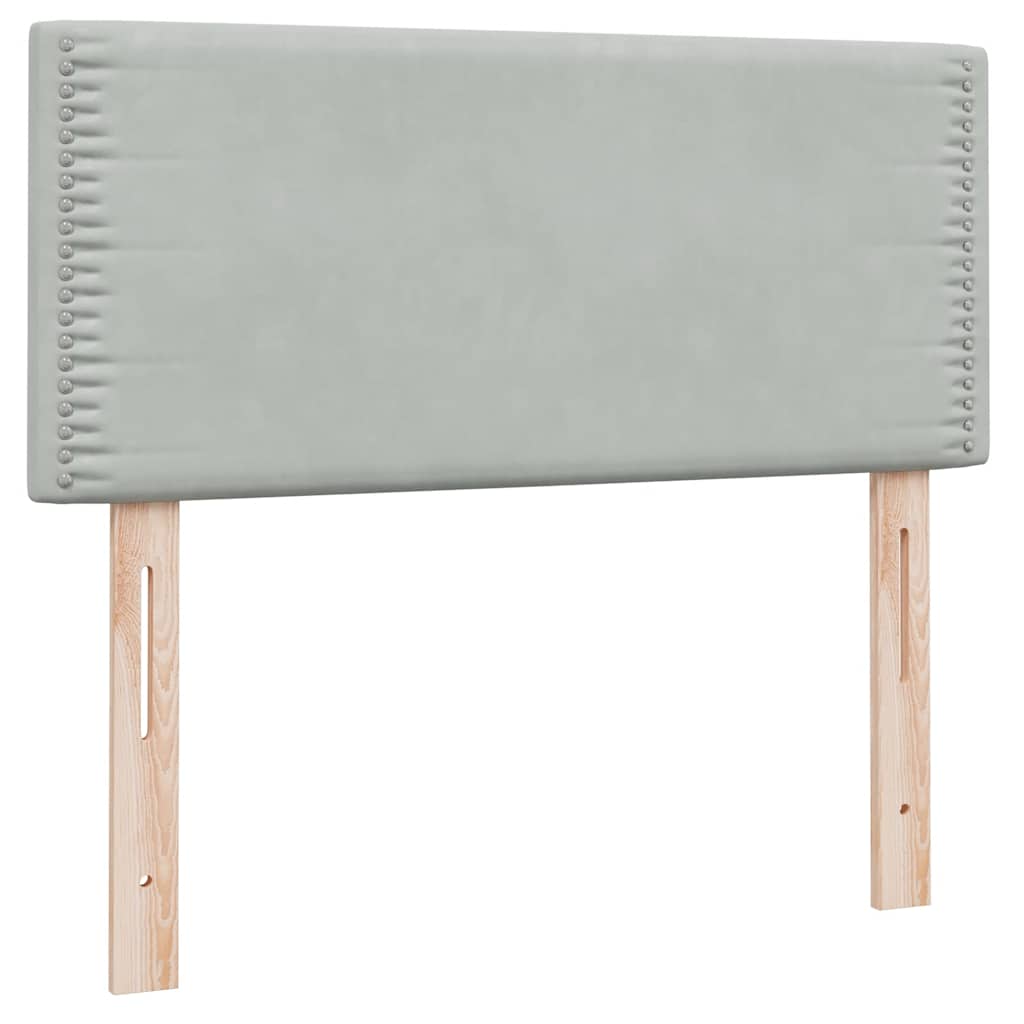 vidaXL Boxspringbett mit Matratze & LED Hellgrau 80x220 cm Samt
