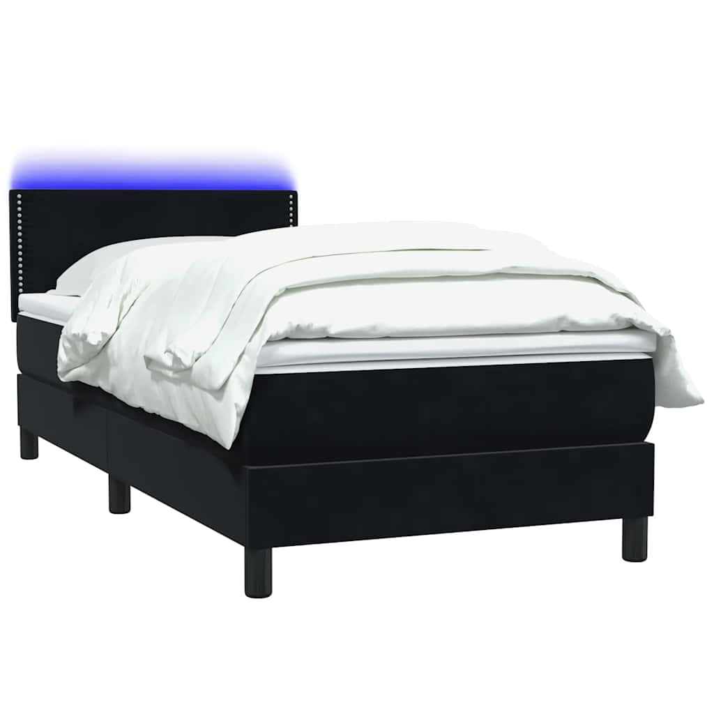vidaXL Lit avec sommier tapissier, matelas et LED Noir 80x220 cm Velours