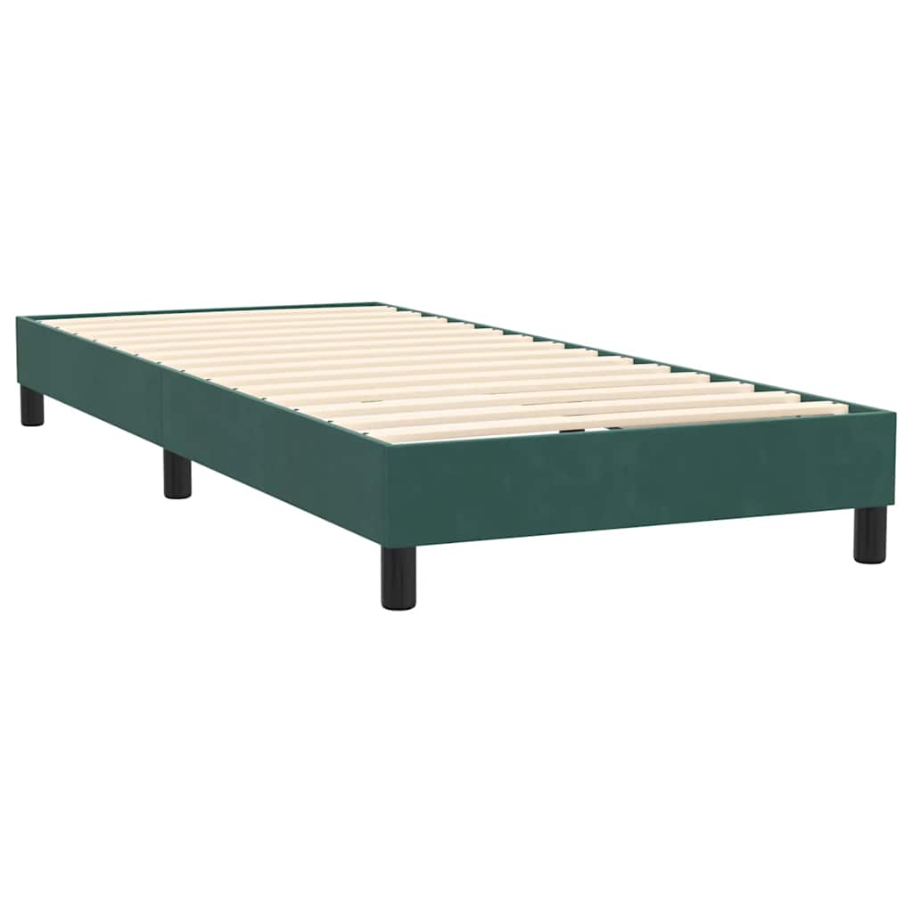 vidaXL Boxspringbett mit Matratze & LED Dunkelgrün 90x220 cm Samt
