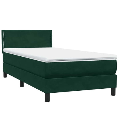 vidaXL Lit tapissier avec matelas et LED Vert foncé 100x220 cm Velours