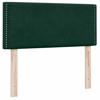 vidaXL Lit tapissier avec matelas et LED Vert foncé 100x220 cm Velours