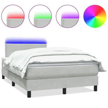 vidaXL Lit boxspring avec matelas et LED Gris clair 120x220 cm Velours