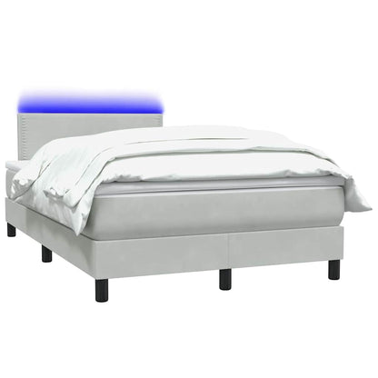 vidaXL Lit boxspring avec matelas et LED Gris clair 120x220 cm Velours