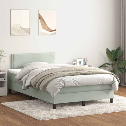 vidaXL Lit boxspring avec matelas et LED Gris clair 120x220 cm Velours