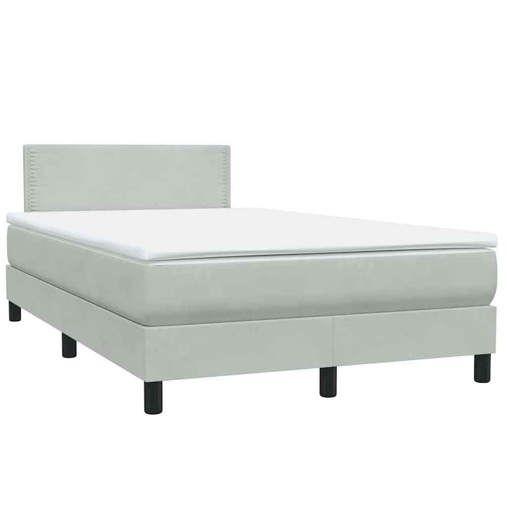 vidaXL Lit boxspring avec matelas et LED Gris clair 120x220 cm Velours