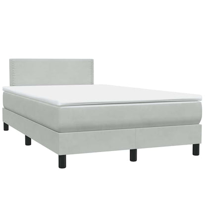 vidaXL Lit boxspring avec matelas et LED Gris clair 120x220 cm Velours