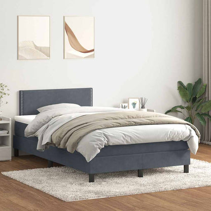 vidaXL Boxspringbett mit Matratze & LED Dunkelgrau 120x220 cm Samt
