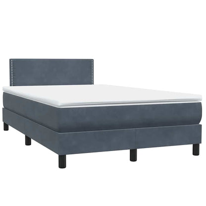 vidaXL Boxspringbett mit Matratze & LED Dunkelgrau 120x220 cm Samt