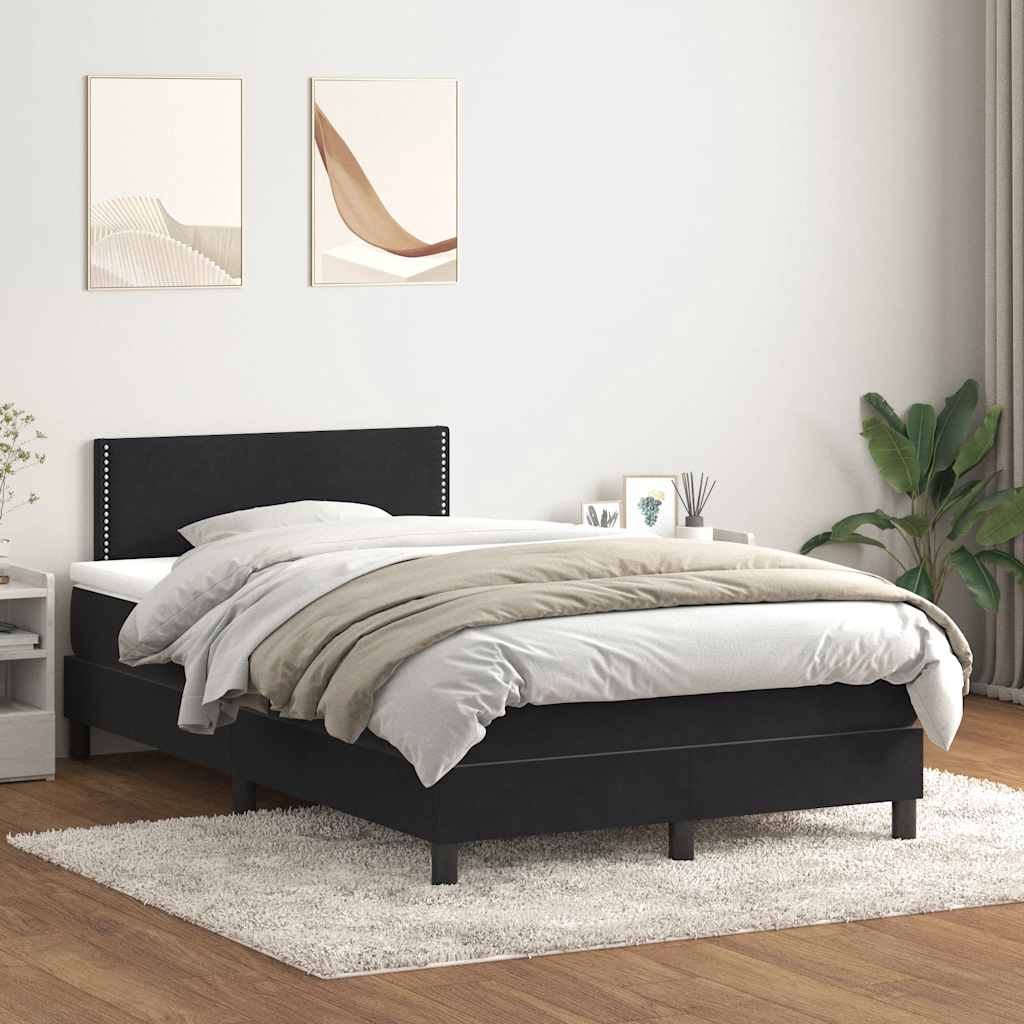 vidaXL Boxspringbett mit Matratze & LED Schwarz 120x220 cm Samt
