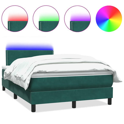vidaXL Lit tapissier avec matelas et LED Vert foncé 120x220 cm Velours