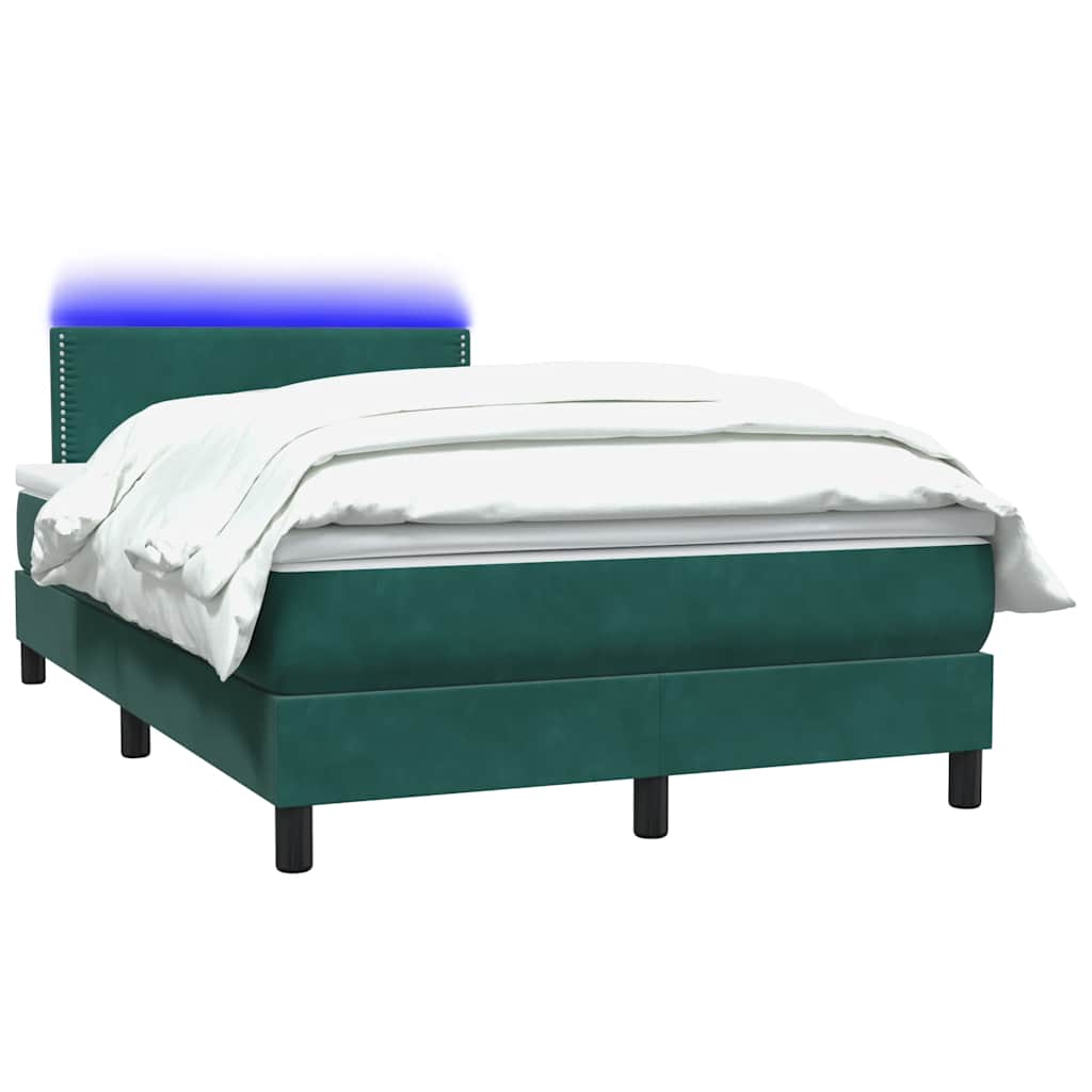 vidaXL Lit tapissier avec matelas et LED Vert foncé 120x220 cm Velours
