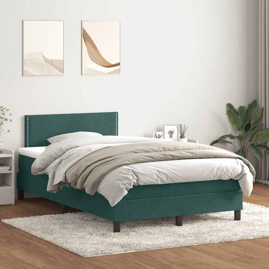 vidaXL Lit tapissier avec matelas et LED Vert foncé 120x220 cm Velours