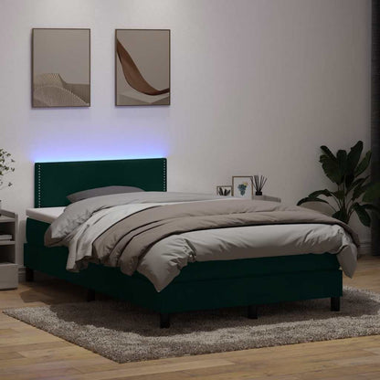 vidaXL Lit tapissier avec matelas et LED Vert foncé 120x220 cm Velours