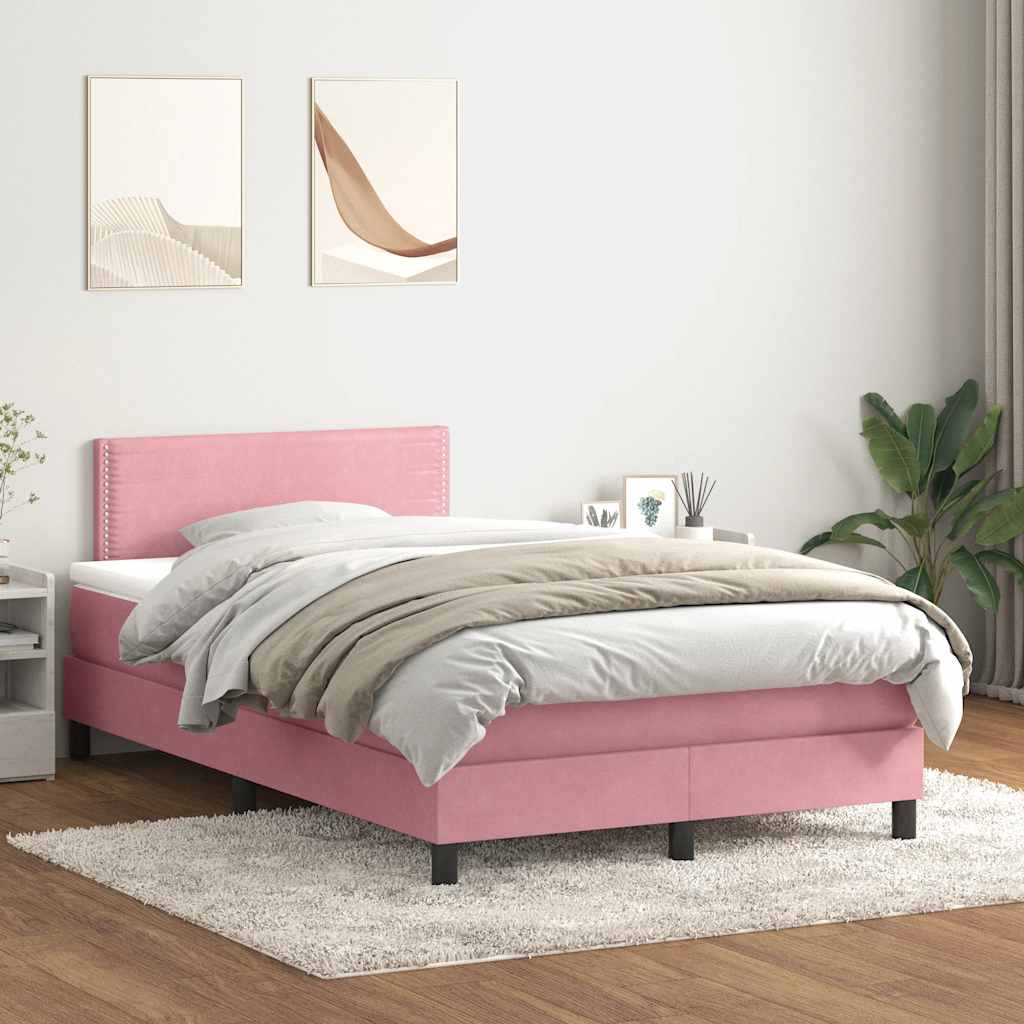 vidaXL Lit tapissier avec matelas et LED Rose 120x220 cm Velours